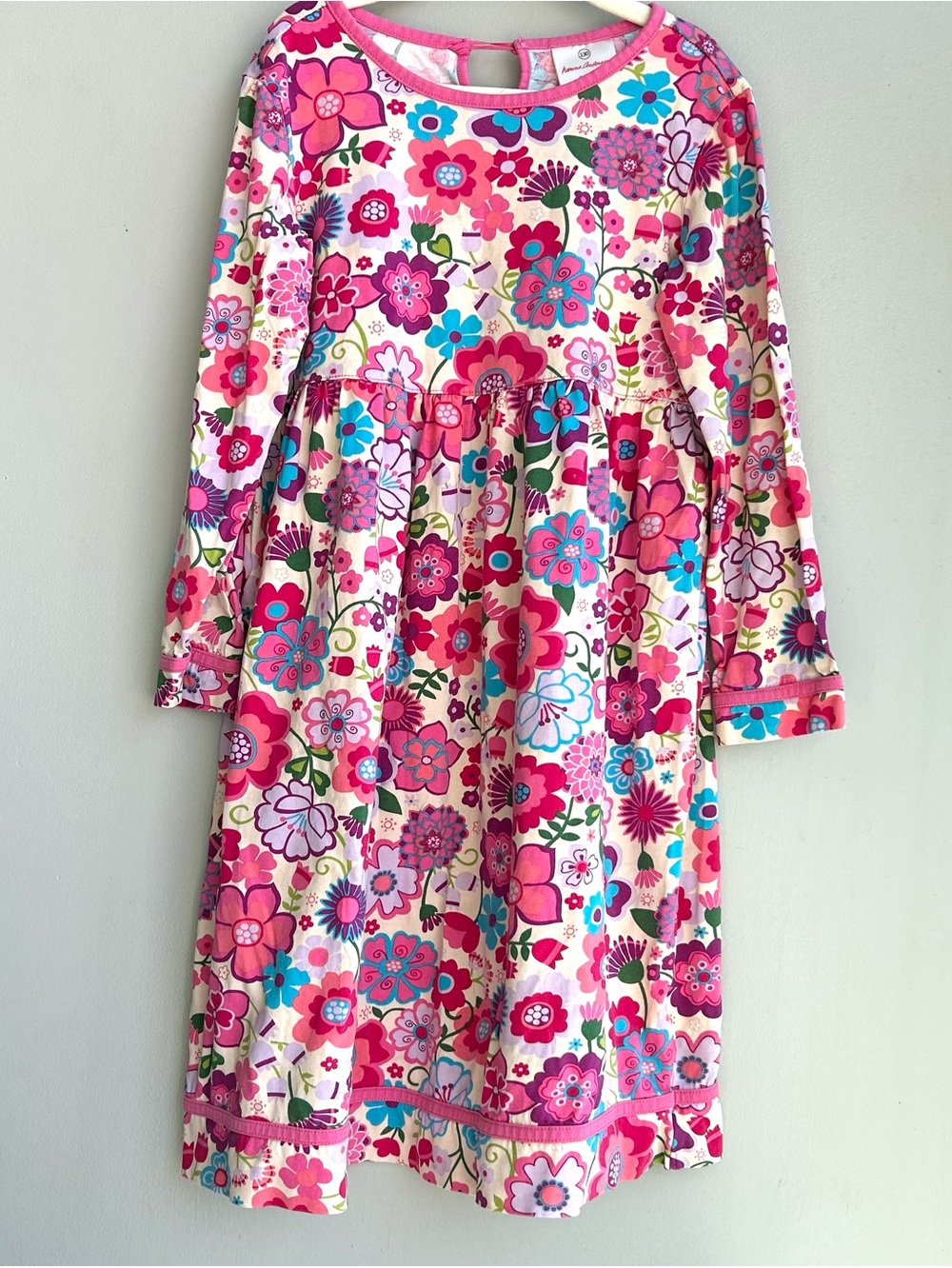 HANNA ANDERSSON floral long sleeve dress in pinks/blue/purple EUC ⭐️⭐️⭐️